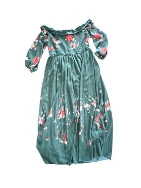Made with ❤️ Green Floral Off-Shoulder Maxi Dress
